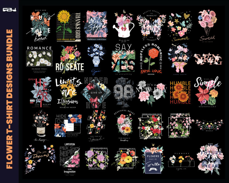 70 Flower streetwear design bundle, T-shirt Design bundle, Streetwear Designs, Aesthetic Design, Urban designs, Graphics shirt , DTF, DTG