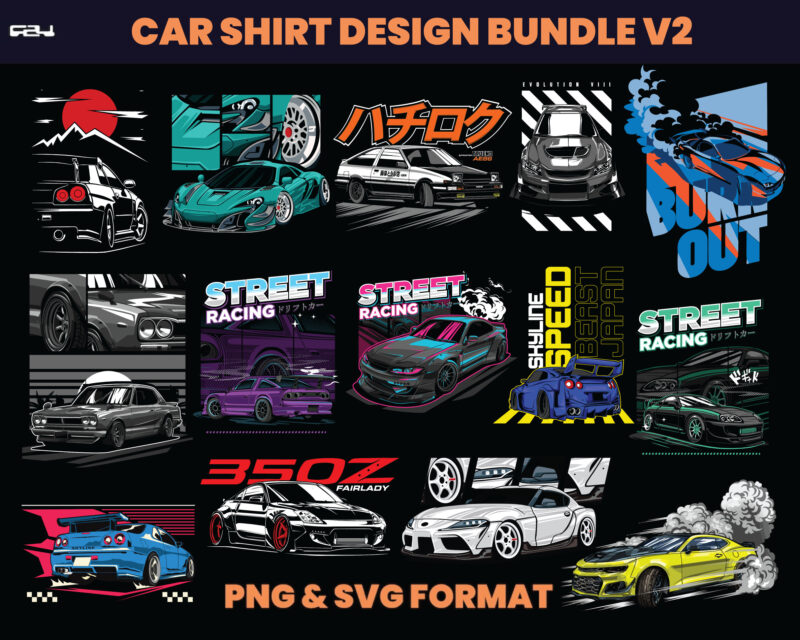 50 Sport Car Streetwear Designs, T-shirt Design bundle, Streetwear Designs, jdm Design, Urban Shirt designs, Graphics shirt , DTF, DTG