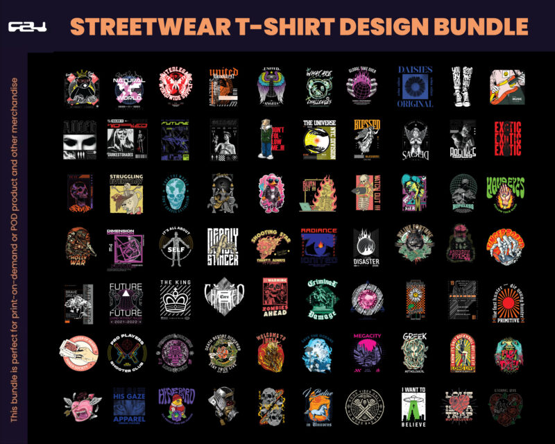 150 Urban Streetwear Designs, T-shirt Design bundle, Streetwear Designs, Aesthetic Design, Urban Shirt designs, Graphics shirt, DTF, DTG