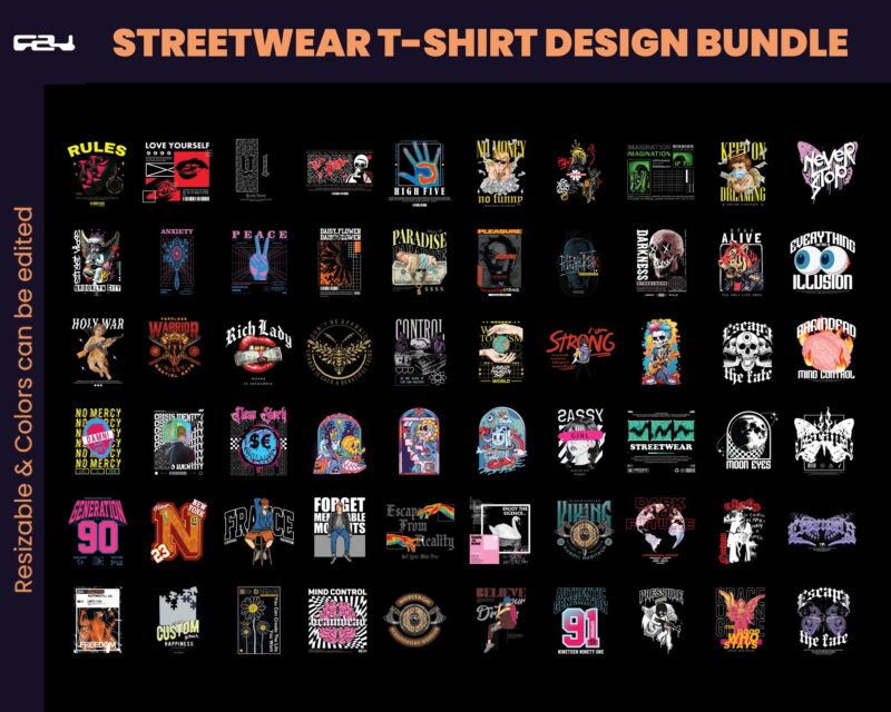 130 Urban Streetwear Designs, T-shirt Design bundle, Streetwear Designs, Aesthetic Design, Urban Shirt designs, Graphics shirt , DTF, DTG