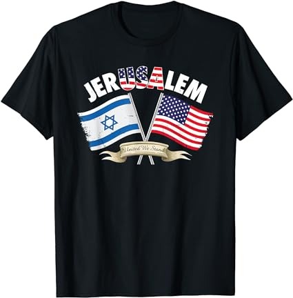 Jerusalem israel usa american flag t-shirt