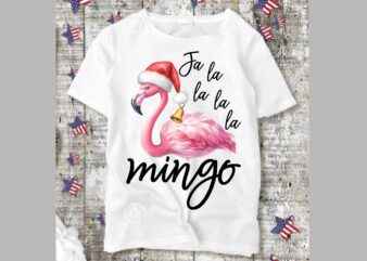 Watercolor Flamingo Christmas PNG Sublimation