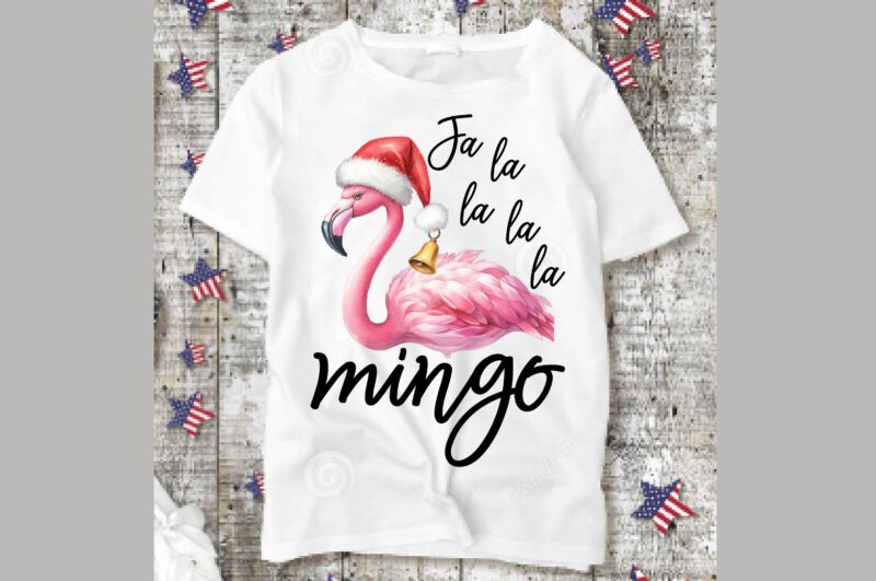 Watercolor Flamingo Christmas PNG Sublimation