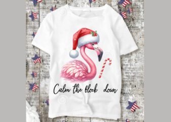 Watercolor Flamingo Christmas PNG Sublimation Bundle t shirt design for sale