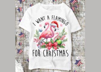 Watercolor Flamingo Christmas PNG Sublimation