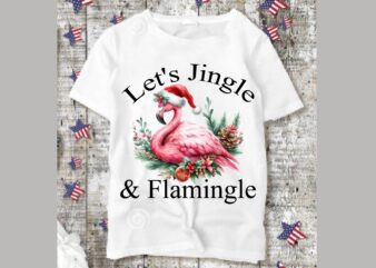 Watercolor Flamingo Christmas PNG Sublimation t shirt design for sale