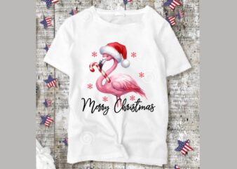 Watercolor Flamingo Christmas PNG Sublimation