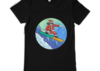 Snowboarding Santa t shirt template vector