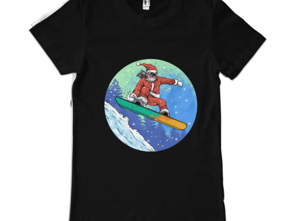 Snowboarding santa t shirt template vector