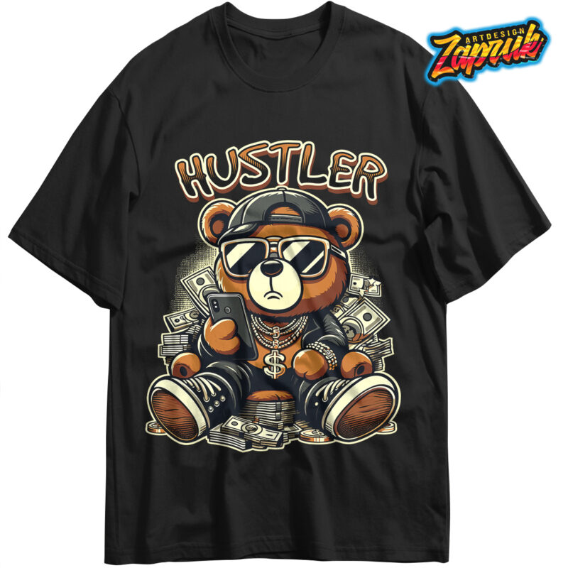 Hustler Big Boss Teddy Bear - Vector art T-shirt Design PNG, EPS, AI ...