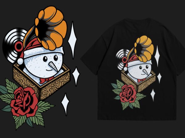 Snowman oldschool design tshirt