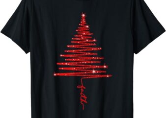red sparkling faith christmas tree T-Shirt