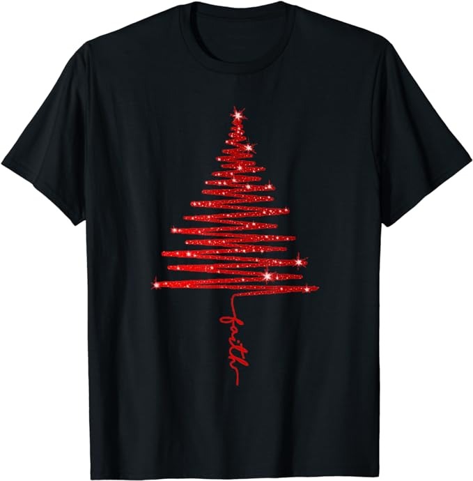 red sparkling faith christmas tree T-Shirt