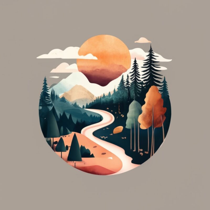 t-shirt design: watercolor techniques to create a dreamy and ethereal painting of a forest landscape, perfect for a nature-inspired t-shirt