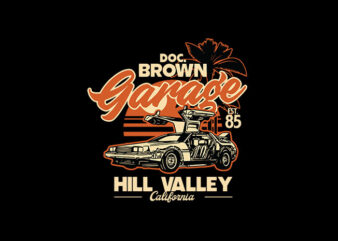 doc brown garage t shirt vector illustration