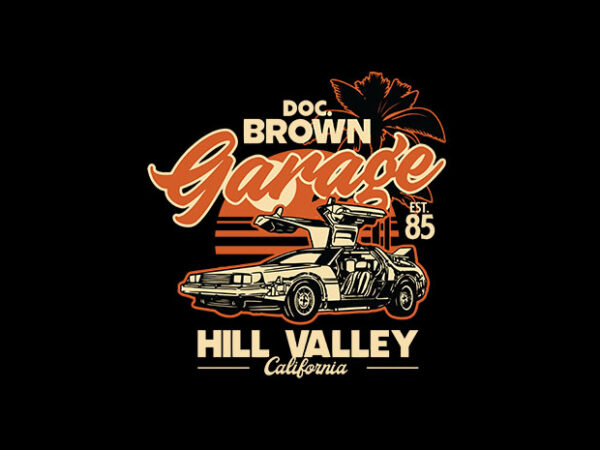 Doc brown garage t shirt vector illustration
