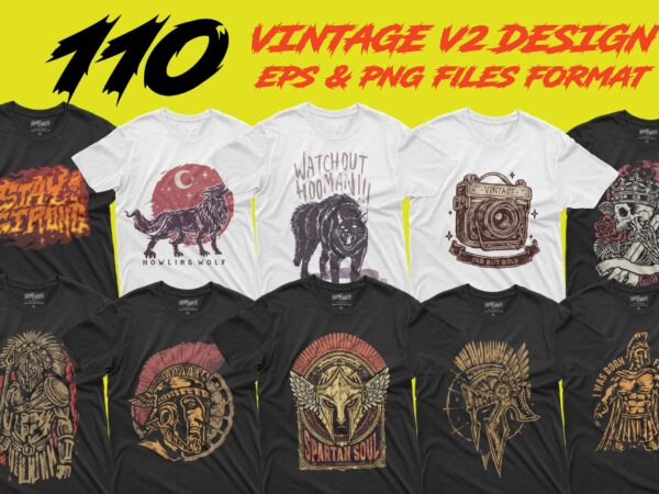 110 vintage v2 t-shirt bundle collection, pod t-shirt design,| | png | svg for dtg , dtf and sublimation print.