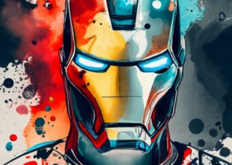 t-shirt design, Iron Man. watercolor splash PNG File