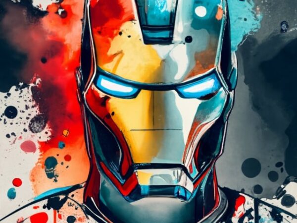 T-shirt design, iron man. watercolor splash png file