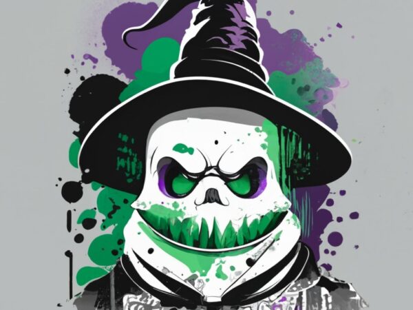 T-shirt design, minimalistic ink drawing style, vanishing point on white paper, disney oogie boogie png file