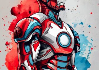 t-shirt design, ironman. watercolor splash PNG File