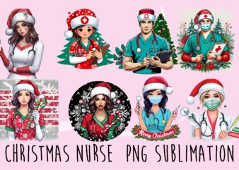 Christmas Nurse PNG Sublimation Bundle