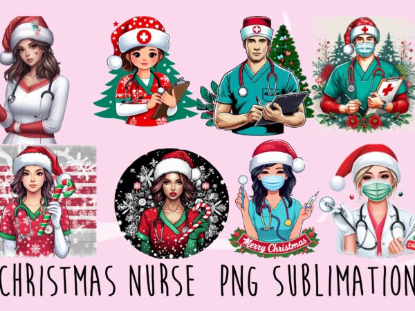 Christmas nurse png sublimation bundle t shirt vector file