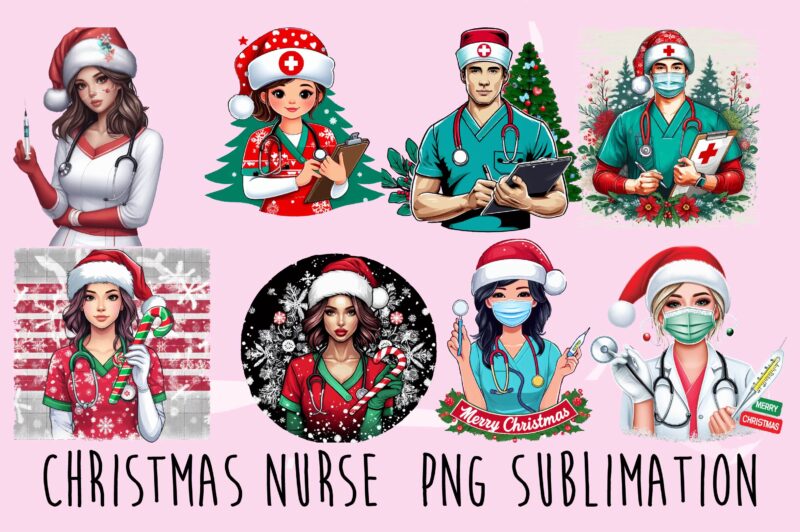 Christmas Nurse PNG Sublimation Bundle