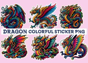 Dragon colorful sticker PNG Sublimation