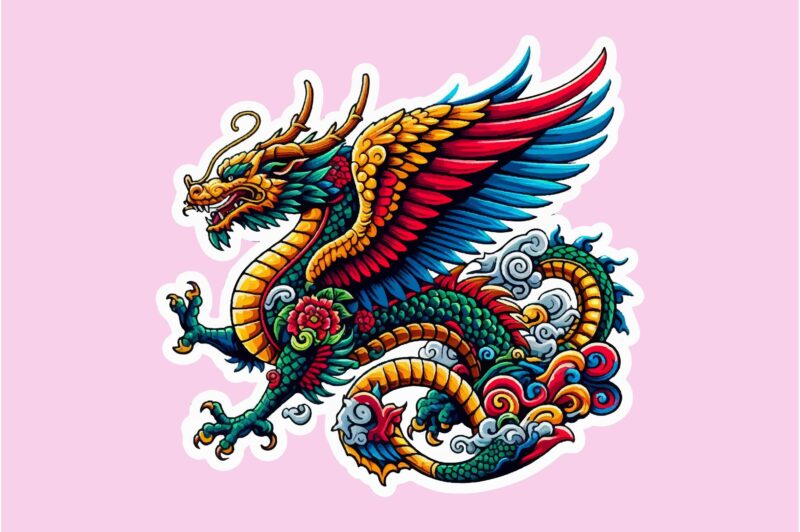 Dragon colorful sticker PNG Sublimation