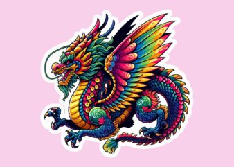 Dragon colorful sticker PNG Sublimation