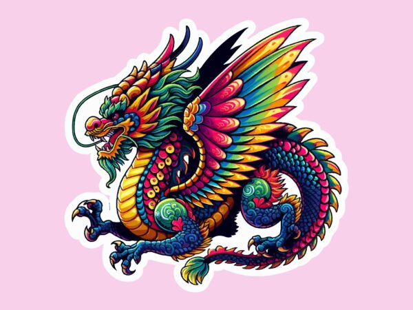 Dragon colorful sticker png sublimation t shirt vector illustration