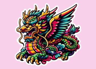 Dragon colorful sticker PNG Sublimation