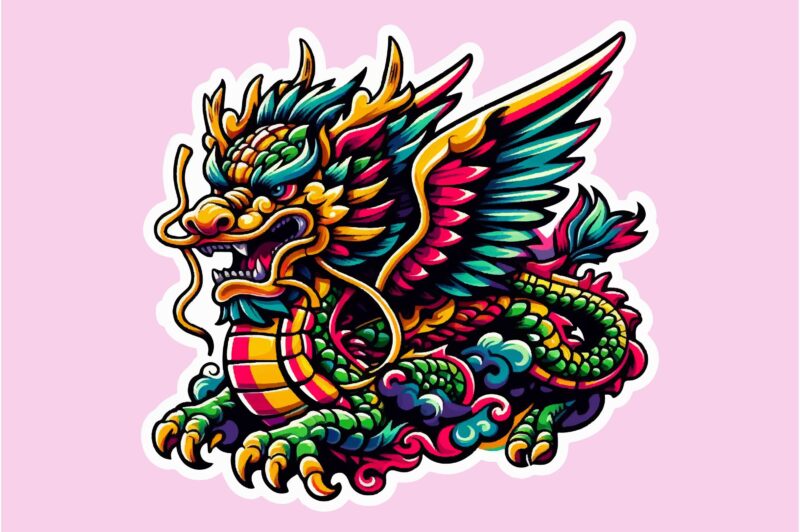 Dragon colorful sticker PNG Sublimation