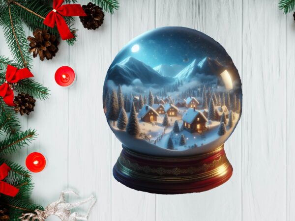 3d snowy landscape globe xmas ornament png sublimation