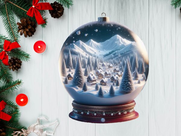 3d snowy landscape globe xmas ornament png sublimation