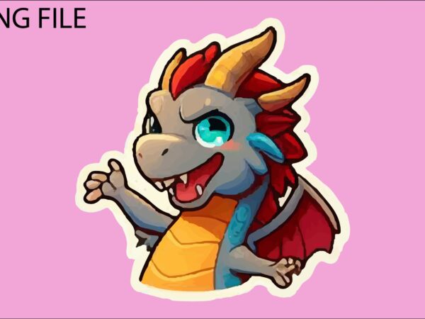 Dragon colorful sticker png sublimation t shirt vector illustration