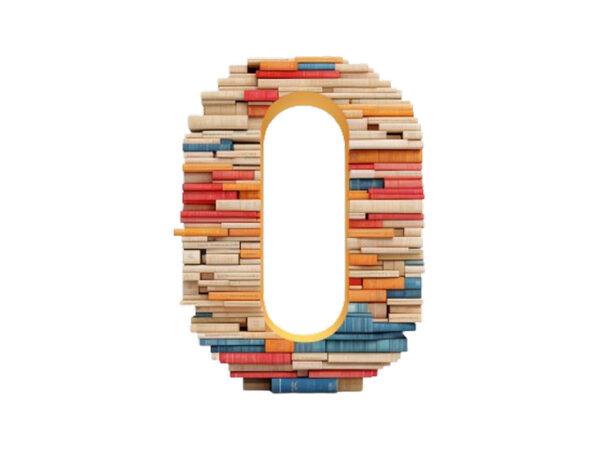 Number – 0 made of books isolated T shirt vector artwork