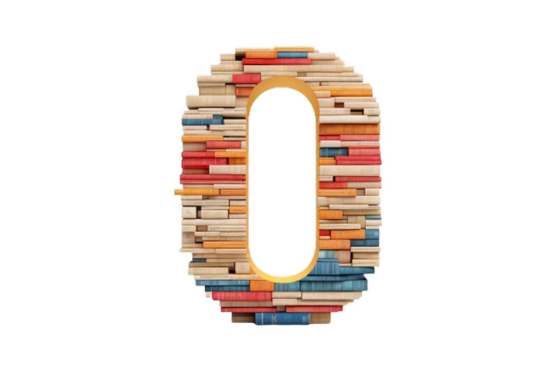 Number – 0 made of books isolated