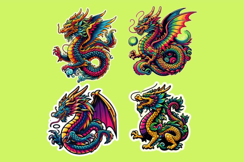 Dragon colorful sticker PNG Sublimation