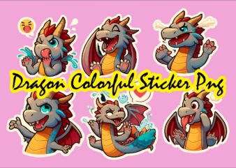 Dragon colorful sticker PNG Sublimation Bundle t shirt vector illustration