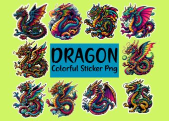 Dragon colorful sticker PNG Sublimation