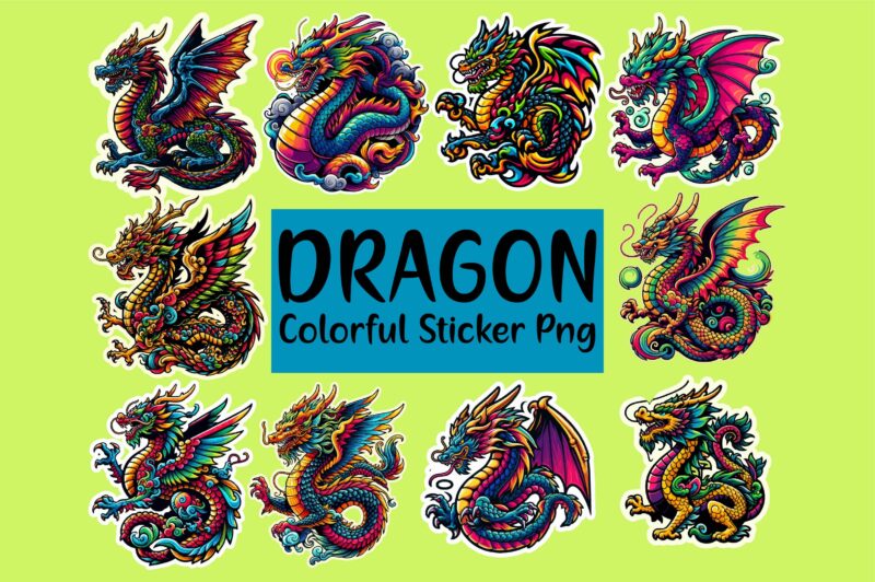 Dragon colorful sticker PNG Sublimation