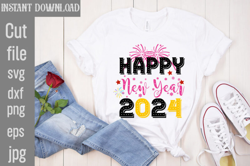 Happy New Year 2024 T-shirt Bundle,20 Designs,Happy New Year 2024 SVG Bundle,New Years SVG Bundle, New Year’s Eve Quote, Cheers 2024 Saying,