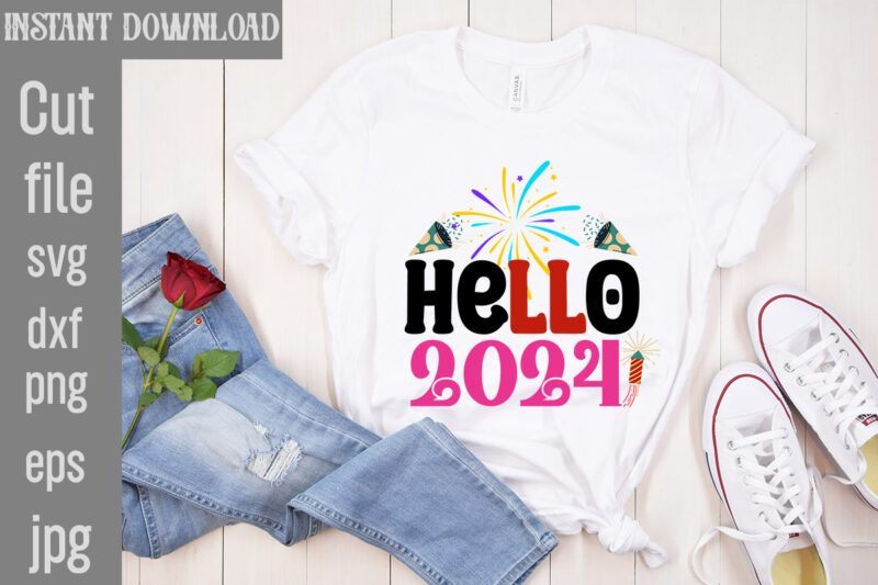 Happy New Year 2024 T-shirt Bundle,20 Designs,Happy New Year 2024 SVG Bundle,New Years SVG Bundle, New Year’s Eve Quote, Cheers 2024 Saying,