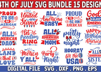 4th of July SVG Bundle, July 4th SVG, fourth of July svg, America svg, USA flag svg, Independence day shirt, svg, dxf, eps, jpg, png files