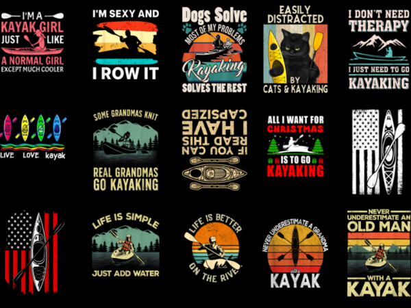 15 kayaking shirt designs bundle for commercial use part 1, kayaking t-shirt, kayaking png file, kayaking digital file, kayaking gift, kayak