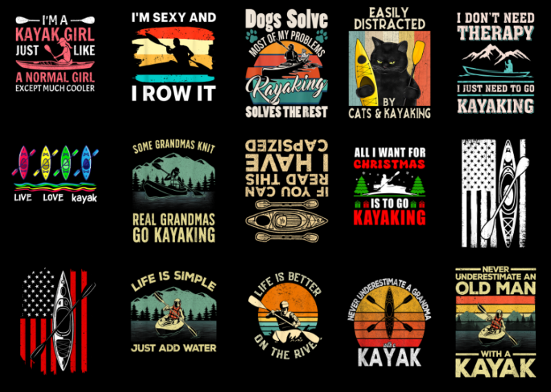 15 Kayaking Shirt Designs Bundle For Commercial Use Part 1, Kayaking T-shirt, Kayaking png file, Kayaking digital file, Kayaking gift, Kayak