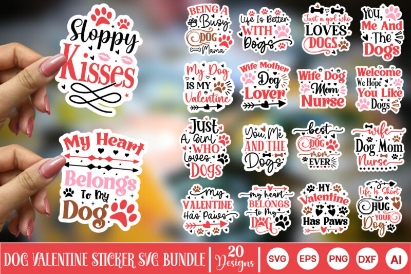 Dog Valentine Sticker Svg Bundle, Dog Valentine Sticker T-Shirt Bundle, T-Shirt BundleDog Valentine Sticker Svg Bundle, Valentine Dog Bundl