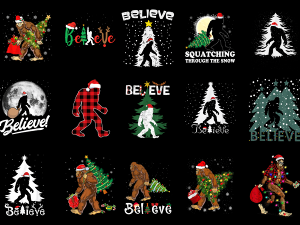 15 bigfoot christmas shirt designs bundle for commercial use part 1, bigfoot christmas t-shirt, bigfoot christmas png file, bigfoot christma